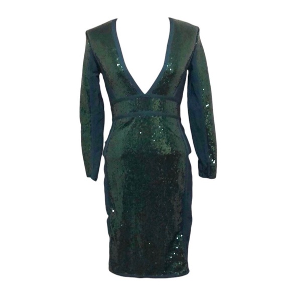 Herve Leger Sequin Bandage Dress Size Small Emerald Green - Picture 1 of 10